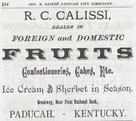 R. C. Calissi advertisement in the 1881-1882 Paducah City Directory