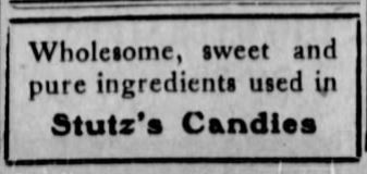 August 22, 1905, Paducah Sun advertisement for Stutz's Candies