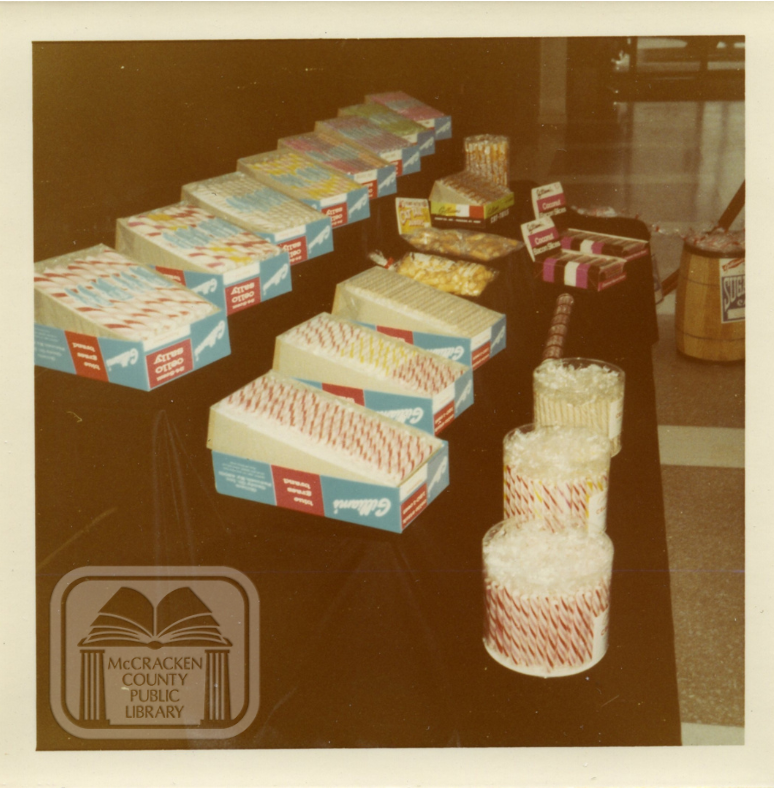 Gilliam Candy Company display at Peoples Bank