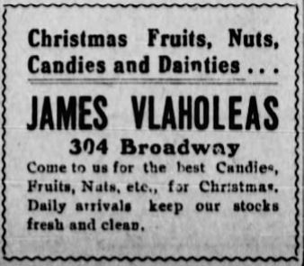 December 23, 1905, Paducah Sun advertisement for Vlaholeas Candy