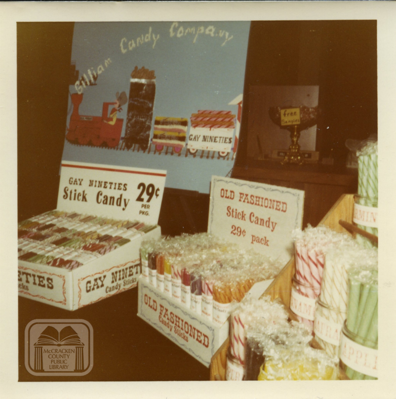 Gilliam Candy Company display at Peoples Bank