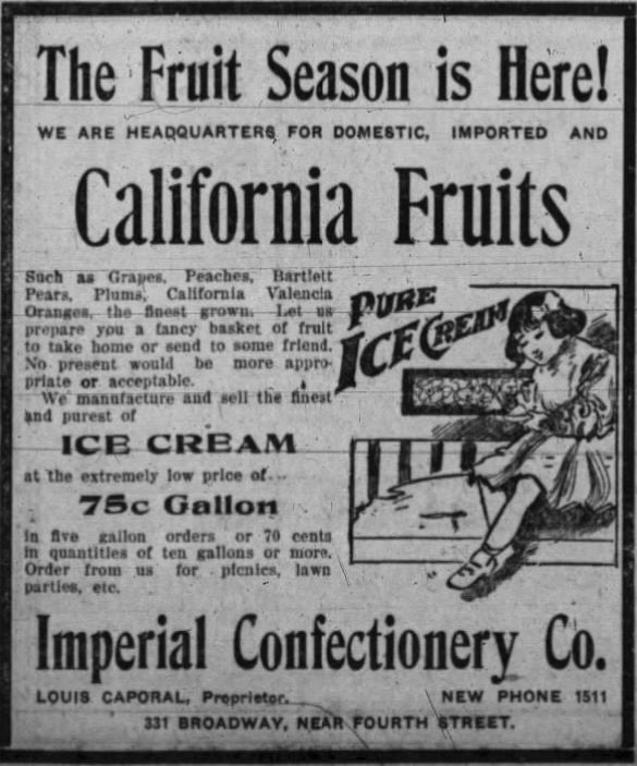 August 12, 1908, Paducah Sun advertisement for Imperial Confectionery Co.