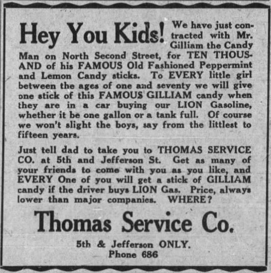 July 12, 1931, Paducah Sun advertisement for Thomas Service Co.