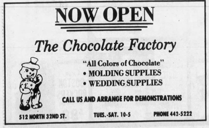 October 22, 1979, Paducah Sun advertisement for the Chocolate Factory