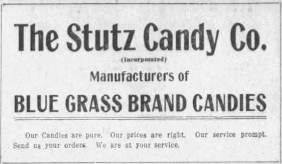 October 23, 1912 Paducah Sun advertisement for Stutz Candy Co.