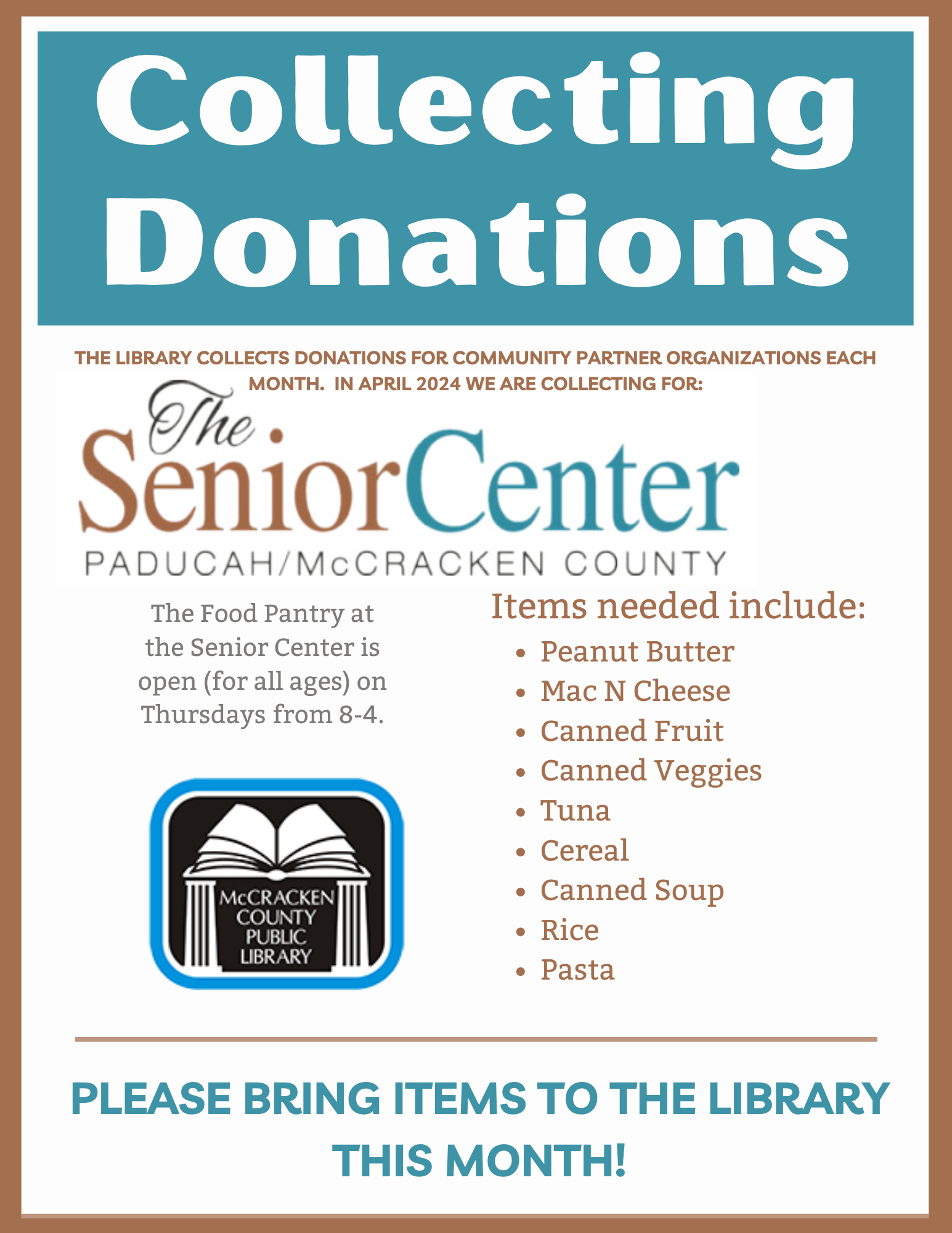 Collecting Donations for the Food Pantry at Paducah McCracken County Senior Center