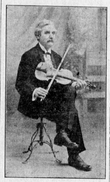 Blind Joe Mangrum sets with his violin