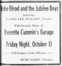Rube Elrod and the Jubilee Boys Advertisement