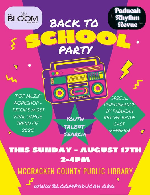 flyer for Paducah Rhythm Revue performance "Back to School Party"