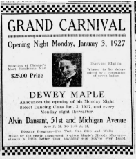 Advertisement for Dewey and Ida Mae Maple Dance from the Chicago Defender