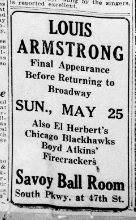 Advertisement for Louis Armstrong and Boyd Atkins at the Savoy Ball Room in Chicago