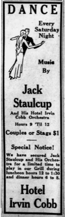 Paducah Sun advertisement for Jack Stualcup and the Hotel Irvin Cobb performance, 1942.