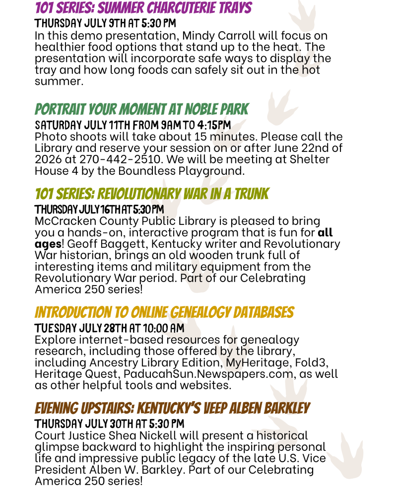 list of adult programs part 2 click for calendar. 