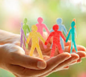 hand holding paper cut-outs