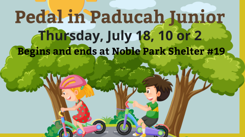 event name, date, and location with image of kids bicycling