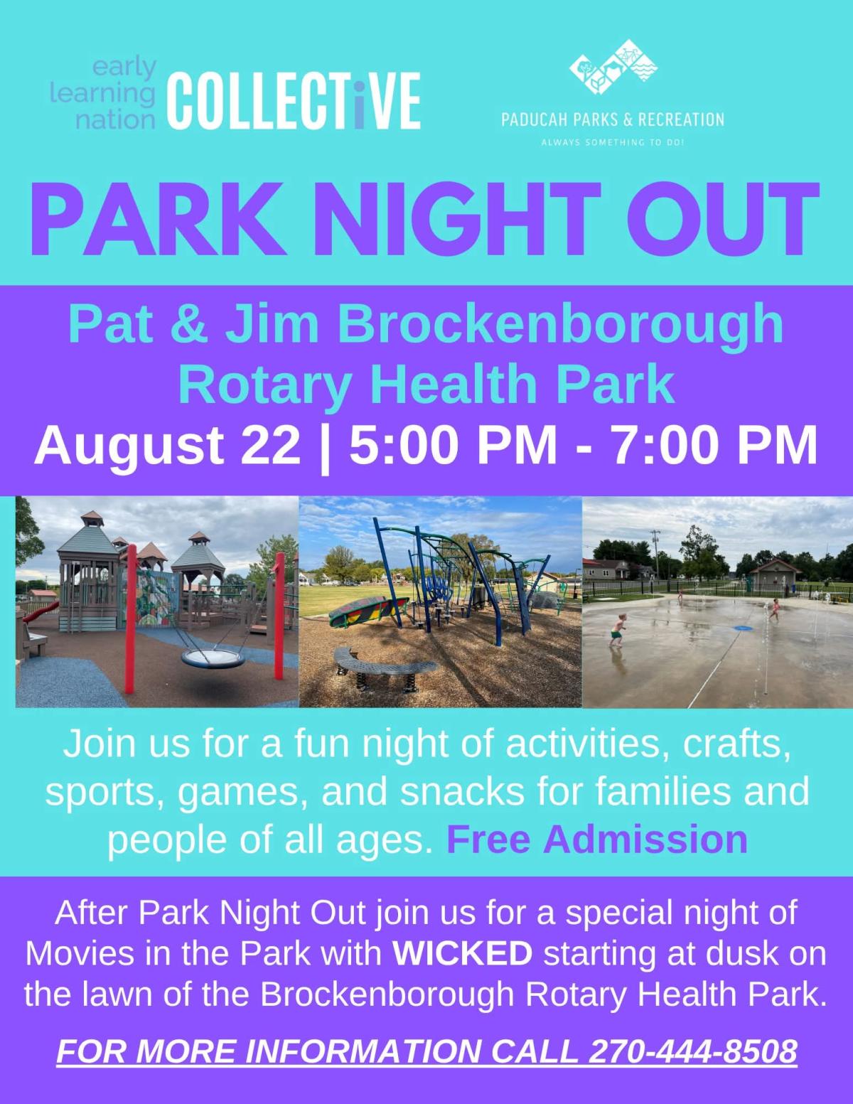 Park Night Out on Friday, August 22 at 5pm