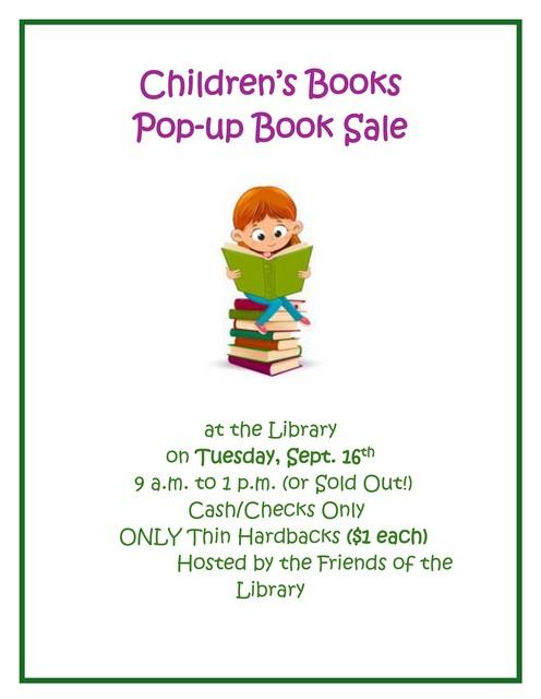 flyer for pop-up children's book sale