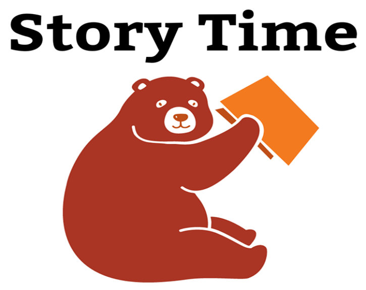 BRARY Bear reading a book for Story Time